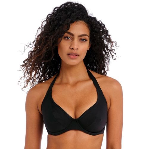 Freya Jewel Cove Underwired Halter Bikini Top - Plain Black