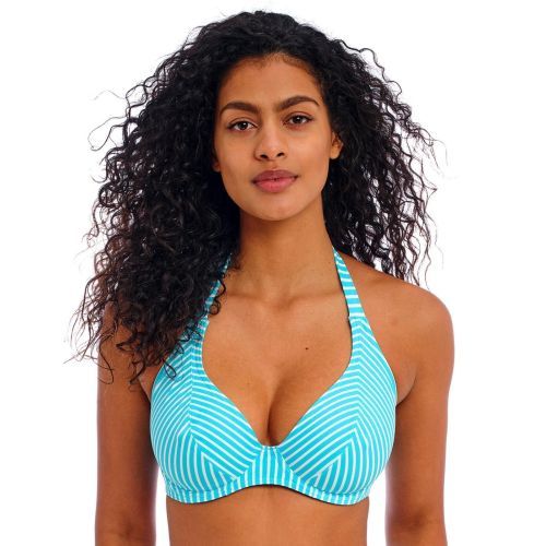 Freya Jewel Cove Underwired Halter Bikini Top - Stripe Turquoise