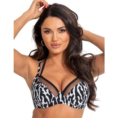 Pour Moi Glamazon Underwired Double Strap Bikini Top - Black/White