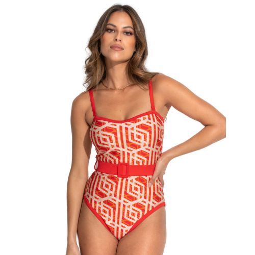 Pour Moi Casablanca Strapless Tummy Control Swimsuit - Orange