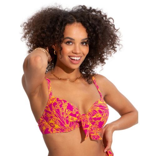 Pour Moi Freedom Tie Bikini Top - Pink/Yellow