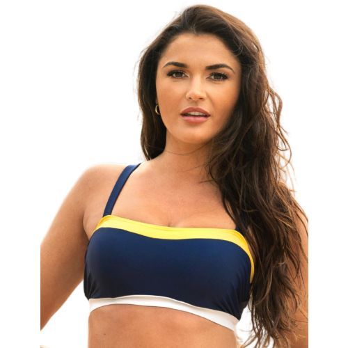 Pour Moi Palm Springs Hidden Underwire Cami Bikini Top - Yellow/Navy/White