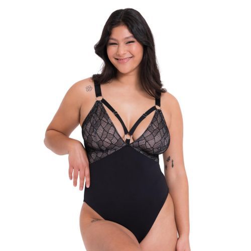 Curvy Kate Non-Stop Stretch Bodysuit - Black/Pink