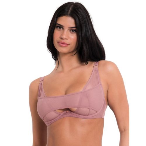 Scantilly by Curvy Kate Peep Show Plunge Bra - Dusty Rose