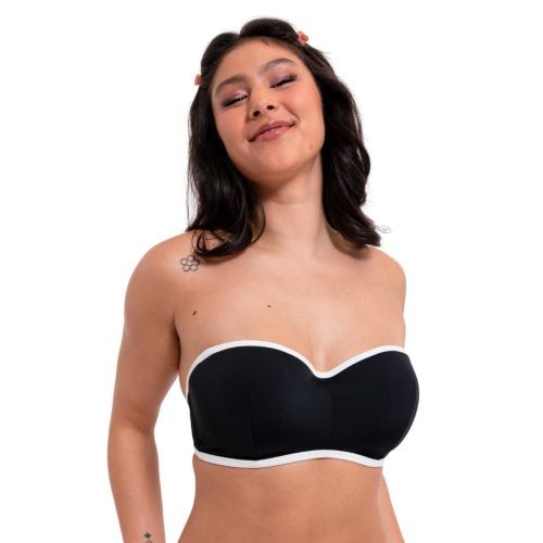 Curvy Kate Minimalist Bandeau Bikini Top - Black/White