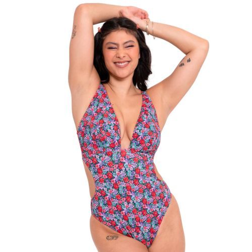 Curvy Kate Kitsch Kate Plunge Swimsuit - Floral Print