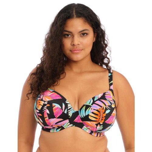 Elomi Tropical Falls Underwired Plunge Bikini Top - Black