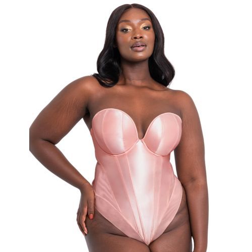 Scantilly by Curvy Kate Classique Plunge Strapless Bodysuit - Powdery Pink