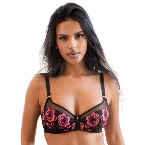 Pour Moi Soiree Embroidery Padded Bra - Black/Pink