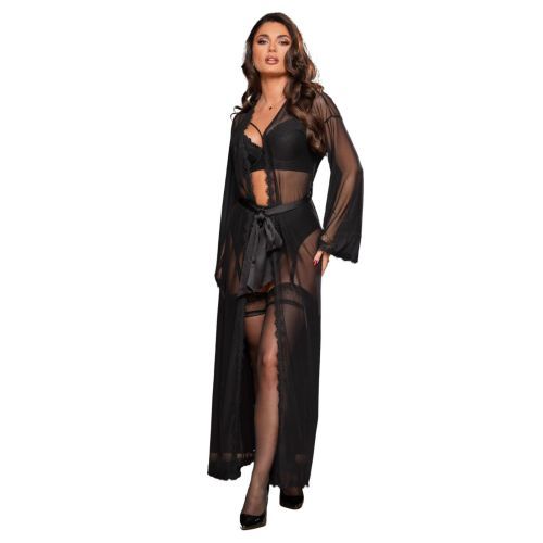 Pour Moi For Your Eyes Only Mesh And Lace Maxi Gown - Black