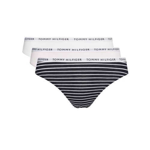 Tommy Hilfiger TH Cotton Stretch Thong 3 Pack - Stripe/White/Light Pink