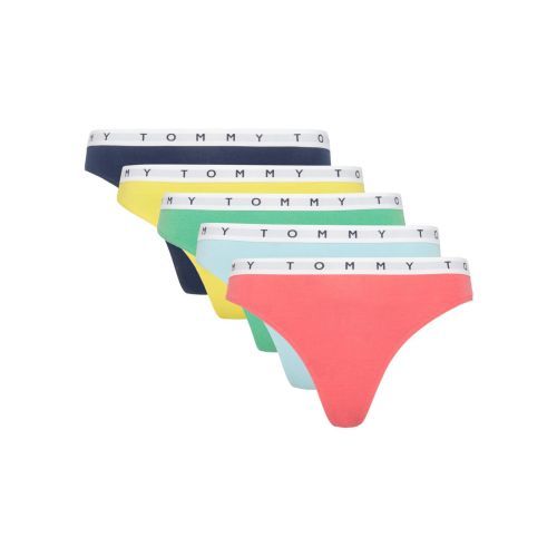 Tommy Hilfiger TH Cotton Stretch Thong 5 Pack - Black/Yellow/Green/Blue/Pink