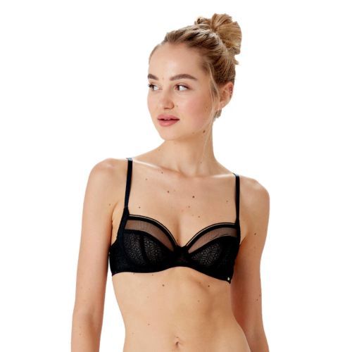 Pretty Polly Delicate Lace Underwired Balcony Bra - Black