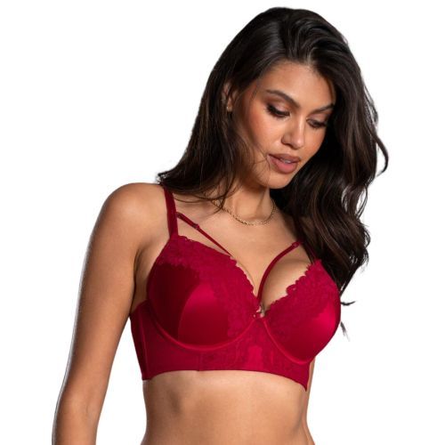 Pour Moi Lavish Longline Padded Push Up Bra - Red