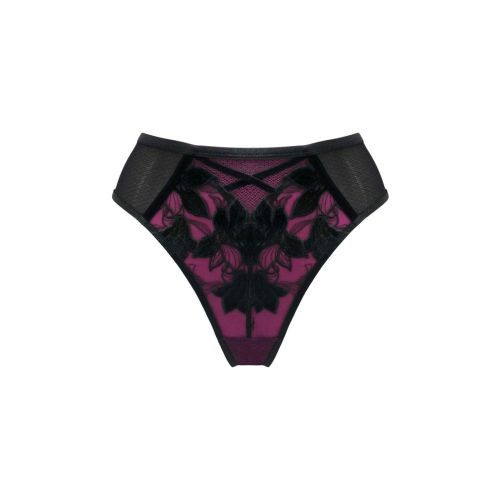 Pour Moi Icon High Waist High Leg Brief - Black/Fuchsia
