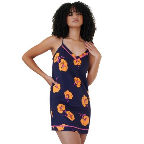 Pour Moi Luxe Woven Twill Secret Support Chemise - Navy/Orange Floral