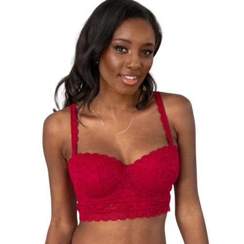 Pour Moi Rebel Underwired Strapless Longline Bra - Red