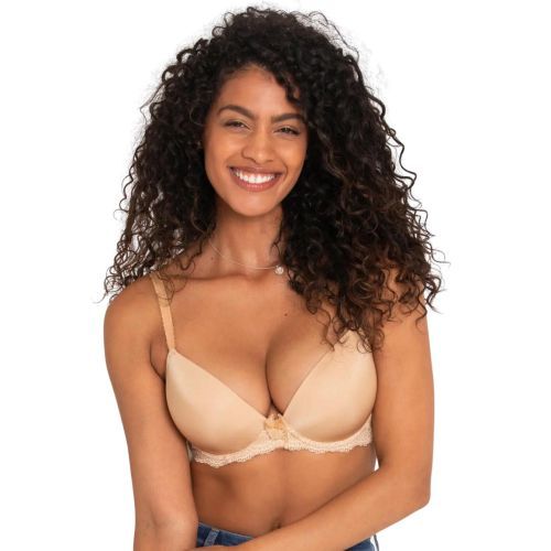 Pour Moi Flora Plunge Push Up T Shirt Bra - Sand