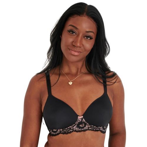 Pour Moi Opulence T Shirt Non Wired Bra - Black/Pink