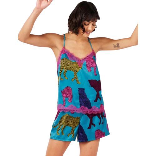 Chelsea Peers Cami Short Pyjama Set - / CW3207CLEP Teal Leopard