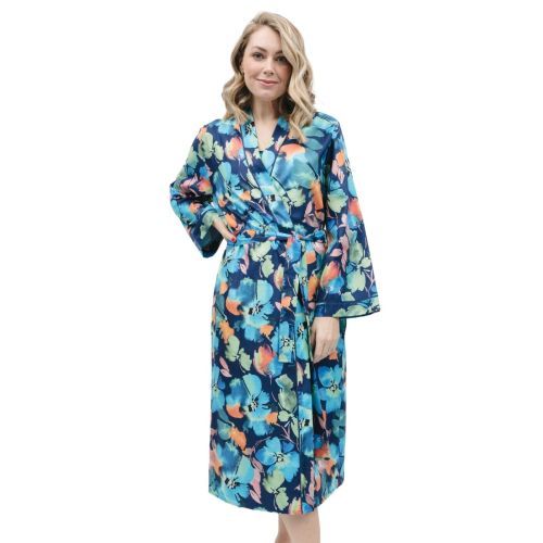 Cyberjammies Bea Long Dressing Gown - Blue Floral