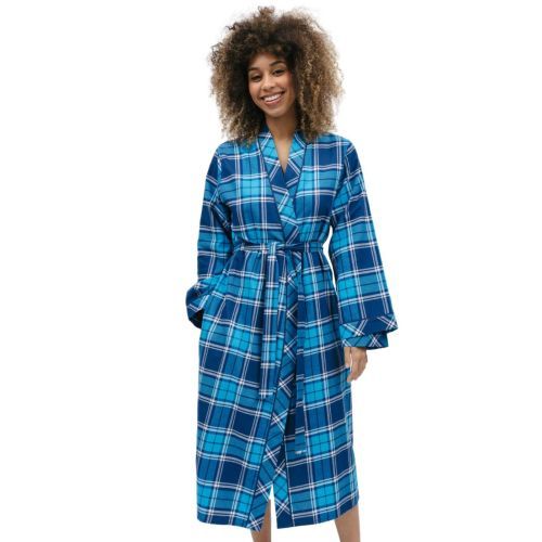 Cyberjammies Bea Long Dressing Gown - Blue Check