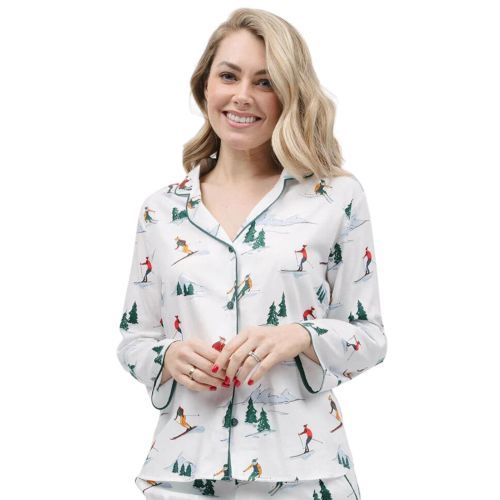 Cyberjammies Whistler Pyjama Top - White Ski Print