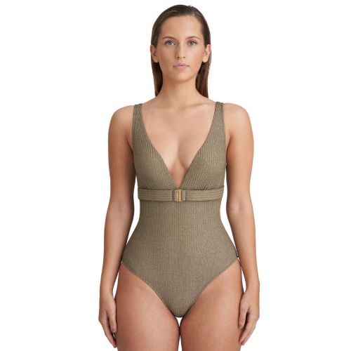 Marie Jo Tinjis Non Wired Plunge Swimsuit - Golden Olive
