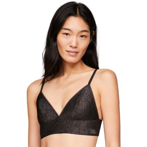 Tommy Hilfiger TH Logo Lace Triangle Bralette - Black