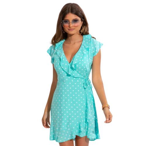Pour Moi EcoVero Frill Wrap Dress - Mint Spot
