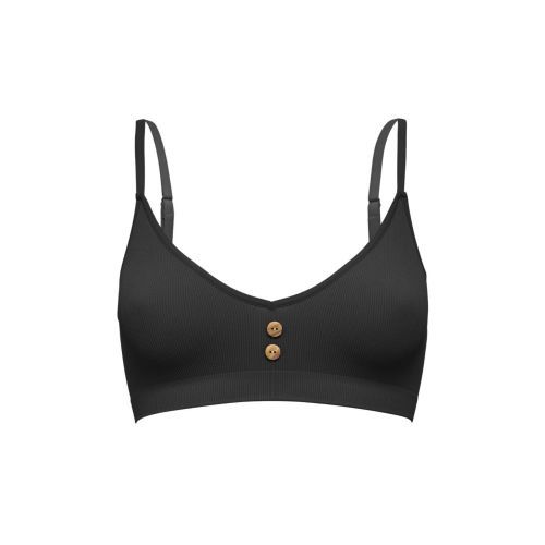 Pretty Polly Eco-Wear Seamfree Rib Button Bra - Black