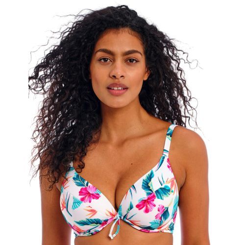 Freya Palm Paradise Plunge Bikini Top - White