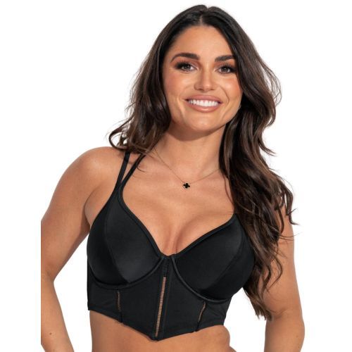 Pour Moi Sydney Double Strap Longline Bikini Top - Black