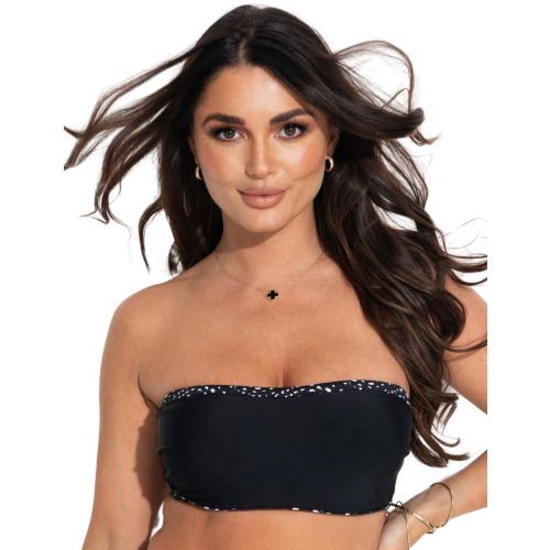 Pour Moi Rhodes Strapless Non Padded Underwired Bikini Top - Black/White