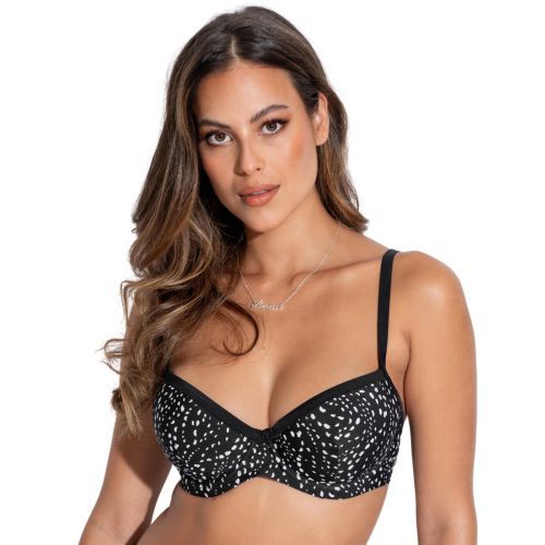Pour Moi Rhodes Underwired Padded Bikini Top - Black/White