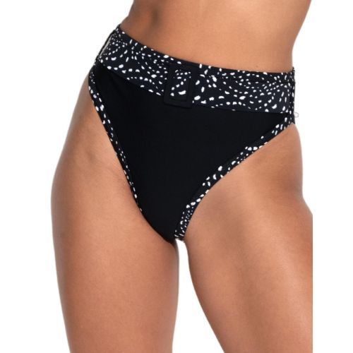 Pour Moi Rhodes High Waist Tummy Control Bikini Brief - Black/White