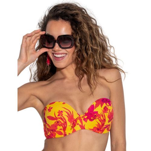 Pour Moi Heatwave Strapless Padded Bikini Top - Yellow Floral