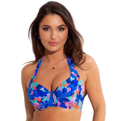 Pour Moi Heatwave Halter Bikini Top - Aqua Floral
