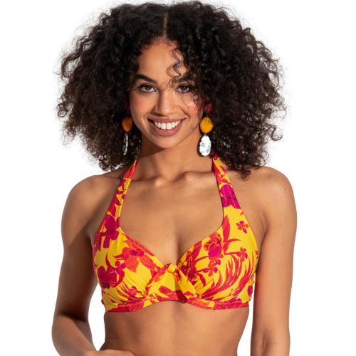 Pour Moi Heatwave Halter Bikini Top - Yellow Floral