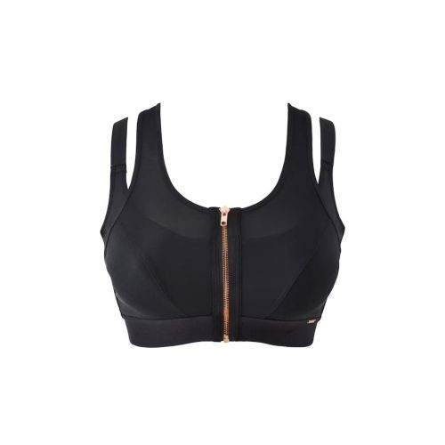 Figleaves Curve Zip Sports Bra - Black/Rose Gold