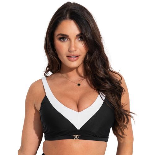 Pour Moi Fifth Avenue Underwired Bikini Top - Black/White