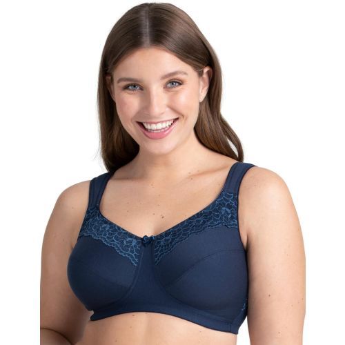 Miss Mary Of Sweden Cotton Non Wired Minimiser Bra - Dark Blue