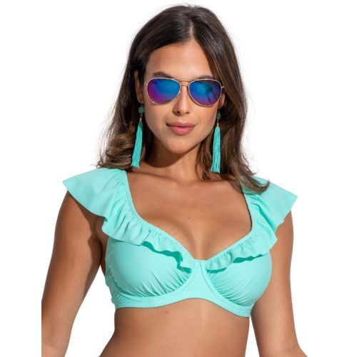 Pour Moi Bermuda Frill Bikini Top - Aqua