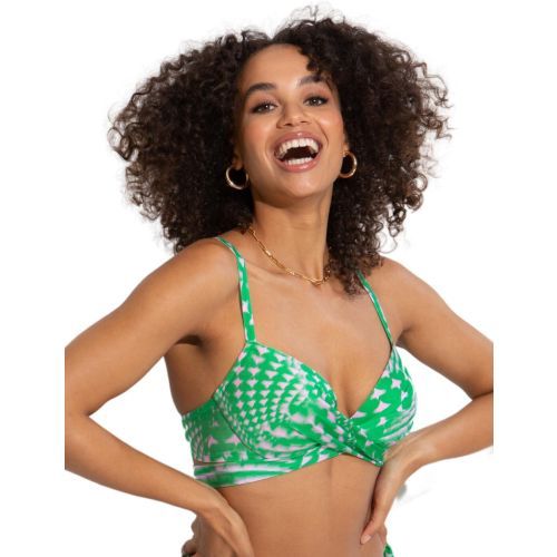 Pour Moi Portofino Lightly Padded Tie Wrap Bikini Top - Green/Pink