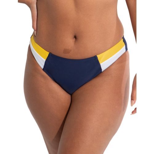 Pour Moi Palm Springs Colour Block Tab Bikini Brief - Yellow/Navy/White