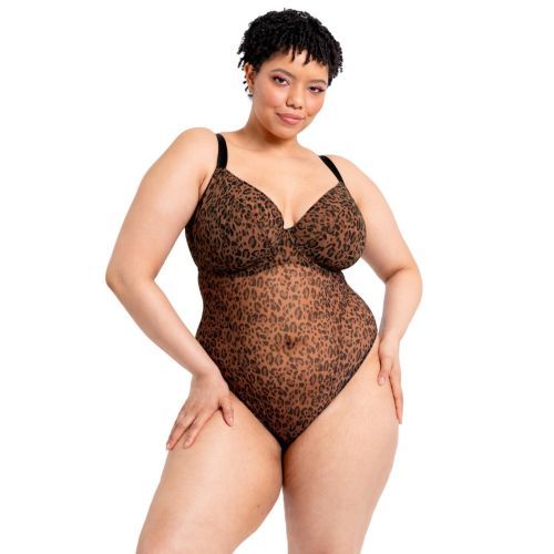 Curvy Kate Cool Cat Plunge Body - Leopard Brown