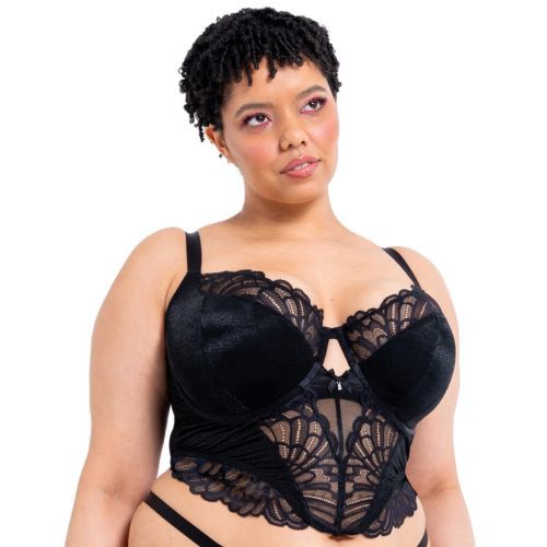 Curvy Kate Boost Bombshell Padded Balcony Longline Bra - Black Sparkle