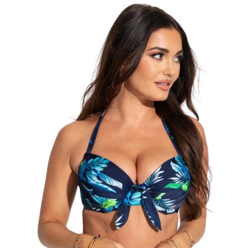 Pour Moi Palermo Padded Halter Bikini Top - Navy Tropical