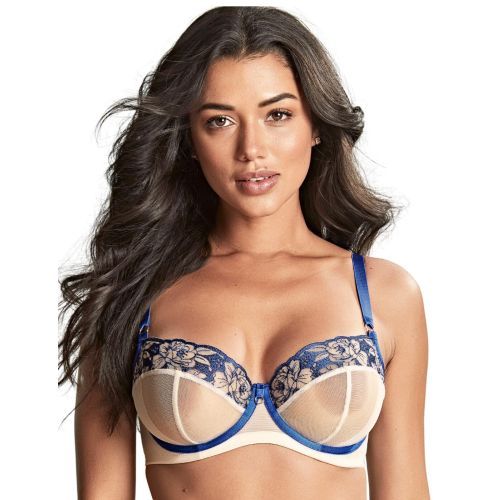 Panache Rosa Balcony Bra - Cobalt/Latte