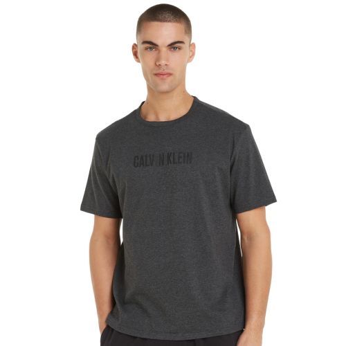 Calvin Klein Intense Power Crew Neck T Shirt - Charcoal Heather/Black Logo